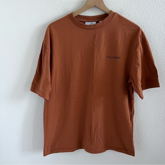ASOS Collusion 100% Brick Brown Tee T-Shirt Neutral XS - Picture 1 of 4